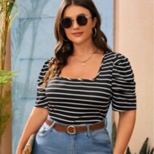 SHEIN Curve size 1X Black & White Stripe top.